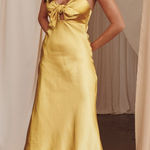 Selfie Leslie NEW!  Perfect Day Satin Midi slip Dress Mustard US small st1957b01 Photo 0