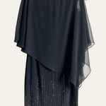 XScape  Black Beaded Chiffon Cape Evening Sheath Dress Size 4 Photo 1