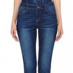 Denim overalls with exposed buttons on front Blue Photo 0