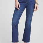 Chico's  EUC Women's So Slimming Girlfriend Kick Flare Frayed Hem Jeans Size 6 Photo 0