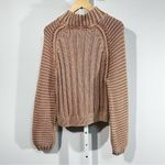 Free People “Butterfly” Chunky Knit Mock Neck Sweater Clay Pink XS Photo 2