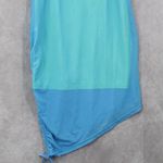 Blue Neon Bodycon Dress Spaghetti Strap Asymmetrical Hem Mesh Ruched Side Small Photo 3