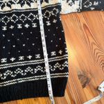 VTG 100% Wool Sweater XS Nepal 1/4 Zip Snowflakes Thick Fisherman Cozycore Cabin Black Photo 9
