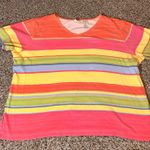 Liz Claiborne  Striped T-Shirt V-Neck Short‎ Sleeve Colorful Top 3X Photo 0