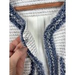 Liverpool  Los Angeles Small Collarless Tweed Jacket White‎ Blue Frayed Edge Photo 7