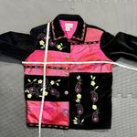 Coldwater Creek ‎ Womens Velvet Blazer Size L Multicolor Floral Embellished Art Photo 10