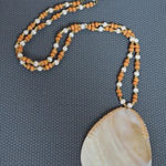 Free People  Elegant Shell Pendant Necklace with Beaded Chain Photo 0