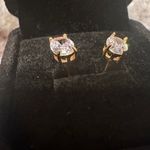 Costume Diamond Studs Gold Brackets W|Velvet Jewelry Box Silver Photo 6