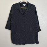 Hot Cotton Linen Blend Black White Striped Button Down Tunic Shirt, Size XL Photo 0