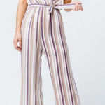Mimi Chica  Surplice Front Womens Crop Length StripedRayon Jumpsuit Size Small‎ Photo 0