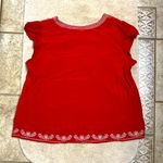 Faded Glory  Scarlet Blouse with Ivory Detailing Photo 1