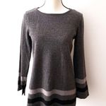Susan Bristol Merino Wool Sweater Tunic Grey Black Photo 0