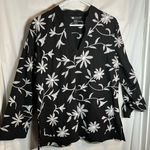 Carole Little Linen Floral‎ Embroidered Tunic Women’s Size Large Black & White Photo 0