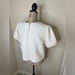 She & Sky NTM: Textured Puff Sleeve White with Metallic Silver Threads Top Sz L Photo 14