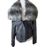 Kenneth Cole  Fur Collared Charcoal Zip Blazer Size Medium Photo 1