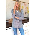 Emerson Fry Lee Blazer Jacket Houndstooth Plaid Linen Size 14 Black White Photo 2