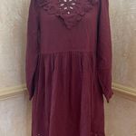 Madewell  Size M Ruffled Flannel Mini Dress Eyelet Oversized Prairie Mulberry Photo 3