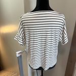 ALBION FIT Albion Women's Stretchy Crewneck Top Blouse Black White Stripe Venice Lounge L Photo 4