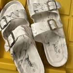 Ardene Women's Slides Marble White Gray Size 9 Buckles Photo 0