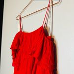 Halston Heritage Women's Plisse Georgette Popover Ruffle Midi Dress Size Small Photo 6