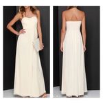 Lulus  A Star is‎ Born Cream Strapless Maxi Dress Beaded Embellished Medium Photo 1