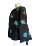 Vintage Rarities New Vietnam Embroidered Peacock Feather Jacket Black Blue Small Photo 4