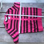 Loft Ann Taylor Womens Sweater Sz XS Striped Crewneck Cardigan Pink Chocolate Photo 5