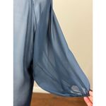 AQUA  Sheer Blue Ruffle Blouse Womens M Long Sleeve Chiffon Top Romantic Boho Photo 8