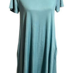 LuLaRoe  blue ribbed flowy short sleeved dress. Photo 0