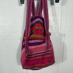 Artesanias Pinzon Women's Woven Drawstring Backpack Rainbow EUC Photo 5