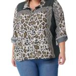 Tolani Collection Button Front Shirt in Grey Leopard Print, Size XL New w/Tag Photo 5