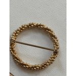 Vintage Gold Tone Leaf & Beaded Circle Brooch Set Photo 4