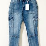 NWT Kancan Avery Straight Leg High Rise Cargo Jeans Dark Wash Size 29 Photo 1