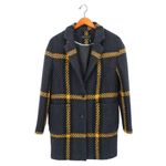 Donna Karan  New York Textured Plaid Wool Blend Blue Black Coat Jacket XS Photo 1