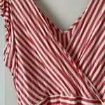 Loft Ann Taylor  Red & White Striped Flutter Tie Waist Romper Photo 4
