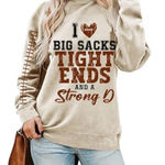 Funny Tan Graphic Sweatshirt with Red and Black Text Size L Photo 0