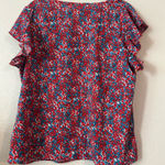 2X Red Floral Ruffle Sleeve Blouse – Teal Accents Photo 0