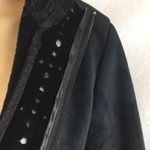 Dennis Basso Women's Black Suede Shearling Zip Up Winter Coat L Photo 5