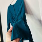 TOME Teal Bell Sleeve Tie Waist Keyhole Neckline Fit & Flare Midi Dress Size 6 Green Photo 7