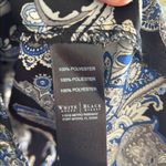 White House | Black Market WHBM black blue paisley Boho western semi sheer button down shirt 8 Photo 9