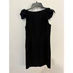 Loft EUC $98 Ann Taylor Petites Bow Shoulder V Neck Pleated Black Dress Size 4P Photo 5