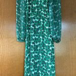 HVN Matilda Appliqued Floral Print Voile Silk Chiffon Midi Dress Green Size 6 Photo 1