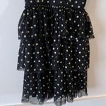 Lulus Twinkle Of My Eye Black Polka Dot Tiered Mini Dress New SZ S Photo 4