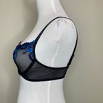Sheer Black Blue Embroidered Floral Sz 32B Underwire Bra Mesh Photo 3