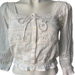 American Eagle NWT, Outfitters White Square Neck Cropped Eyelet Detail Top, XS Photo 7