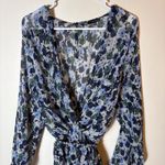 ZARA  Floral Print Pleated Romper‎ Long Sleeve Blue Green Size Large Photo 1