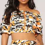 36.5 36 Point 5 Off Shoulder Orange Camouflage Crop Top Photo 0