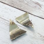 Vintage Earrings For Pierced Ears Green Wavy Triangle 1 " Photo 2