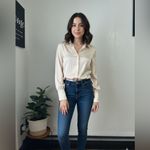 ZARA  cream satin ruched blouse Photo 1