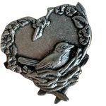 Vintage Birds & Blooms Brooch Silver Photo 1